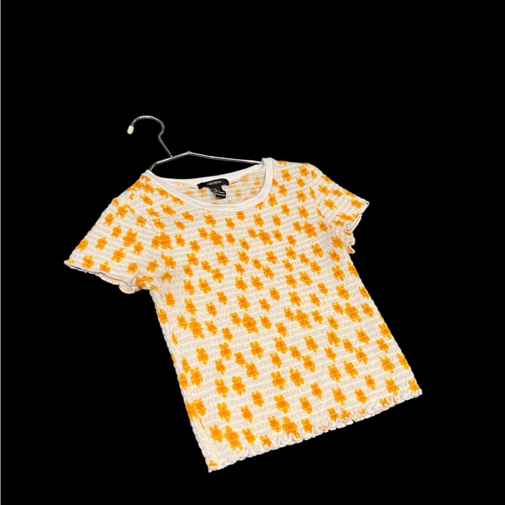 Forever 21 Orange and White Short Sleeve Tee